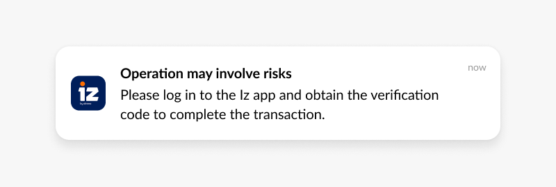 security alert iz banking experience app